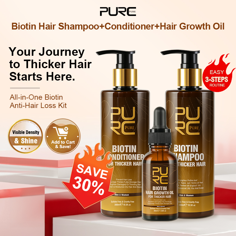 Keratin Treatment Set - PURC 비오틴 헤어 성장 오일 샴푸