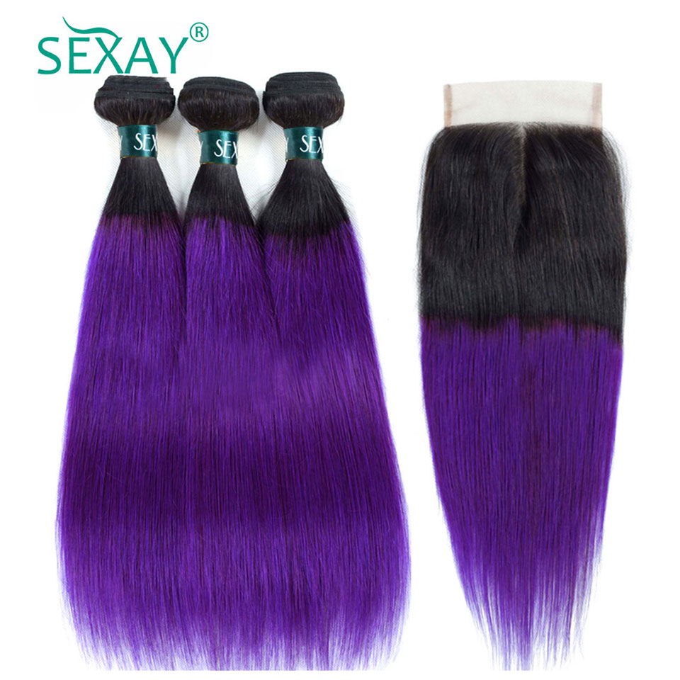 1B 보라색 인간의 머리카락 묶음과 클로저 베이비 헤어 - Hair Care Indian 리뷰 및 가격