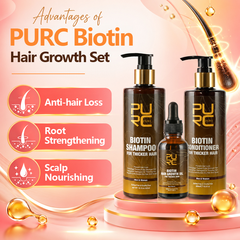 PURC 비오틴 헤어 성장 오일 샴푸 컨디셔너 세트 케 - Keratin Treatment Set 리뷰 및 가격